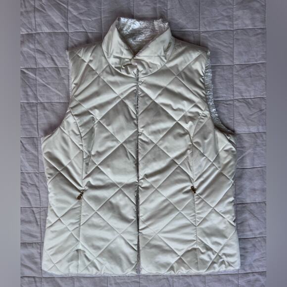 Lauren Ralph Lauren Ivory Reversible Faux Fur/Quilted Vest - XL - Picture 1 of 14